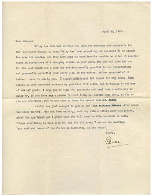 [Letter from Oscar Bodansky to Eleanor Bodansky - April 6, 1942]