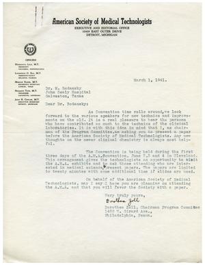 [Letter from Dorothea Zoll to Dr. Meyer Bodansky - March 1, 1941]