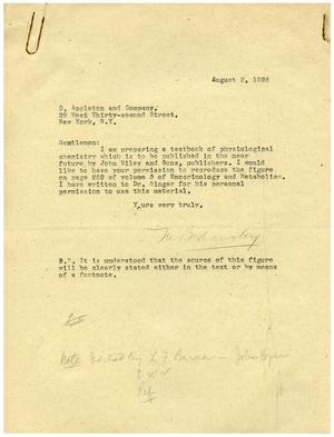 [Correspondence between Meyer Bodansky and D. Appleton and Company - August 1926]