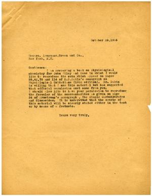 [Correspondence between Meyer Bodansky and Longmans, Green and Company - 1926]