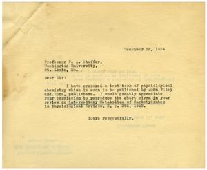 [Correspondence between Meyer Bodansky and P. A. Shaffer - December 1926]