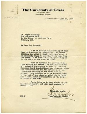 [Letter from G. E. Bethel to Dr. Meyer Bodansky - June 26, 1930]