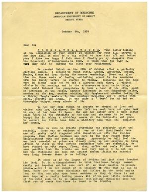 [Letter from Edward Turner to Dr. Meyer Bodansky - October 6, 1935]