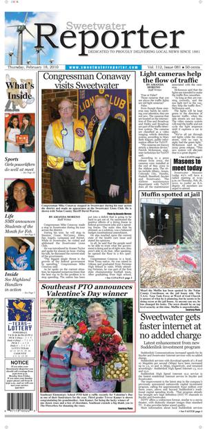 Sweetwater Reporter (Sweetwater, Tex.), Vol. 112, No. 081, Ed. 1 Thursday, February 18, 2010