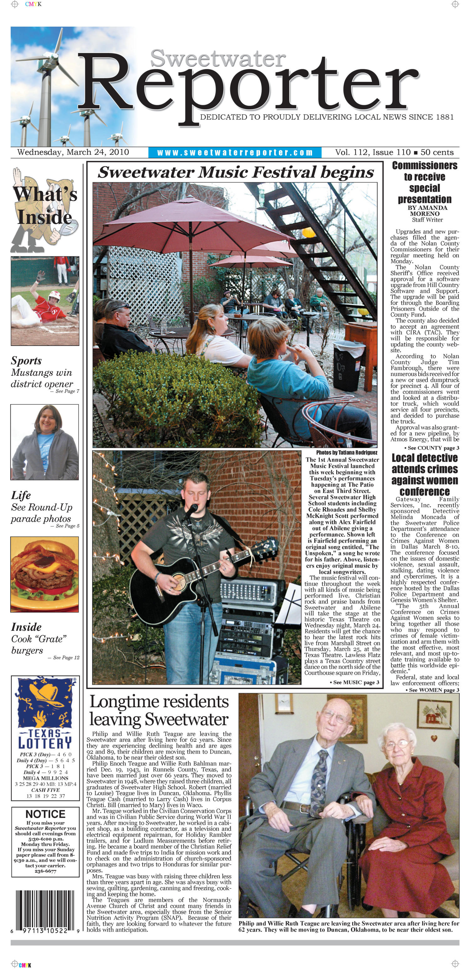 Sweetwater Reporter (Sweetwater, Tex.), Vol. 112, No. 110, Ed. 1 Wednesday, March 24, 2010
                                                
                                                    [Sequence #]: 1 of 12
                                                