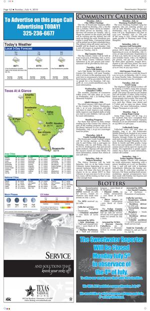 Sweetwater Reporter (Sweetwater, Tex.), Vol. [112], No. [196], Ed. 1 Sunday, July 4, 2010