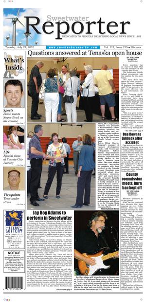 Sweetwater Reporter (Sweetwater, Tex.), Vol. 112, No. 215, Ed. 1 Tuesday, July 27, 2010