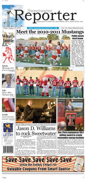 Sweetwater Reporter (Sweetwater, Tex.), Vol. 112, No. 230, Ed. 1 Friday, August 13, 2010