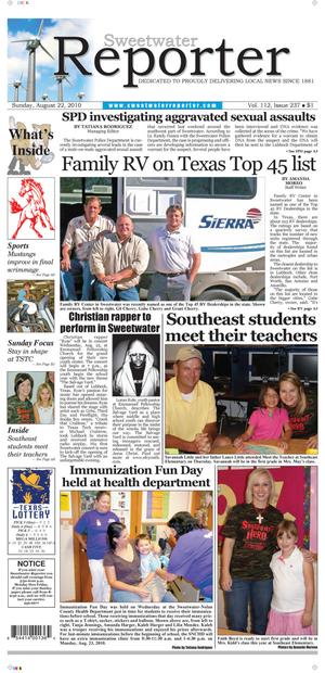Sweetwater Reporter (Sweetwater, Tex.), Vol. 112, No. 237, Ed. 1 Sunday, August 22, 2010