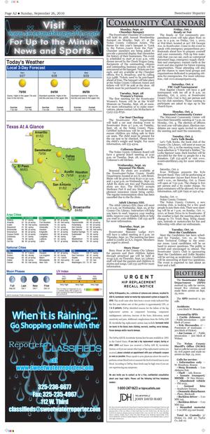 Sweetwater Reporter (Sweetwater, Tex.), Vol. [112], No. [266], Ed. 1 Sunday, September 26, 2010