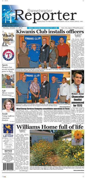 Sweetwater Reporter (Sweetwater, Tex.), Vol. 112, No. 279, Ed. 1 Monday, October 11, 2010