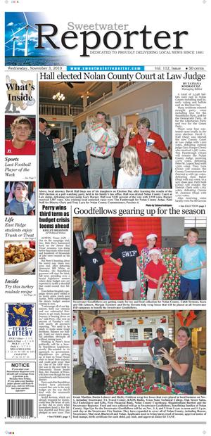 Sweetwater Reporter (Sweetwater, Tex.), Vol. 112, No. [299], Ed. 1 Wednesday, November 3, 2010