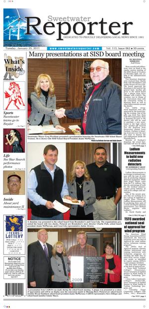 Sweetwater Reporter (Sweetwater, Tex.), Vol. 113, No. 062, Ed. 1 Tuesday, January 25, 2011