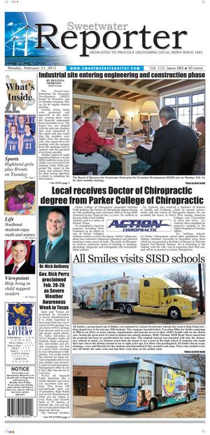 Sweetwater Reporter (Sweetwater, Tex.), Vol. 113, No. 085, Ed. 1 Monday, February 21, 2011