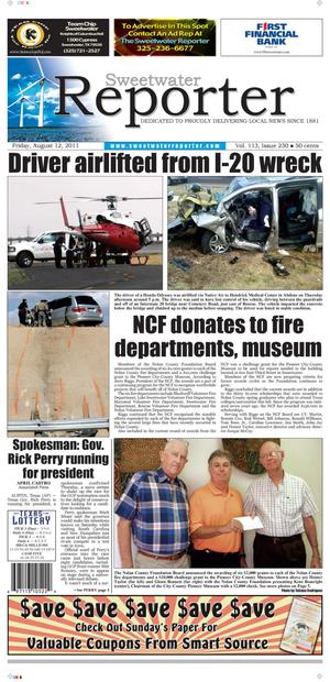 Sweetwater Reporter (Sweetwater, Tex.), Vol. 113, No. 230, Ed. 1 Friday, August 12, 2011