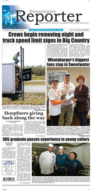 Sweetwater Reporter (Sweetwater, Tex.), Vol. 113, No. 302, Ed. 1 Sunday, November 6, 2011