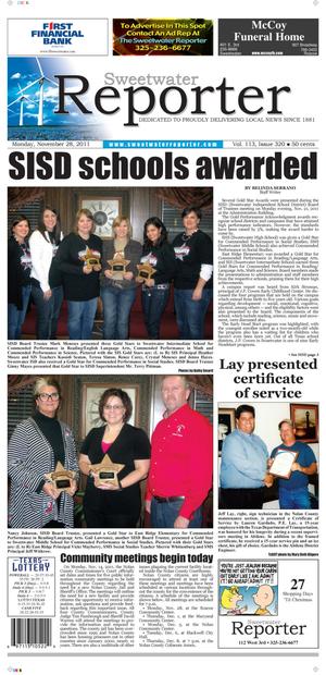 Sweetwater Reporter (Sweetwater, Tex.), Vol. 113, No. 319, Ed. 1 Monday, November 28, 2011