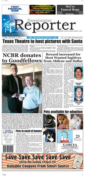 Sweetwater Reporter (Sweetwater, Tex.), Vol. 113, No. 324, Ed. 1 Friday, December 2, 2011