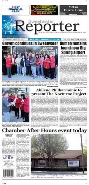 Sweetwater Reporter (Sweetwater, Tex.), Vol. 114, No. 055, Ed. 1 Wednesday, March 21, 2012