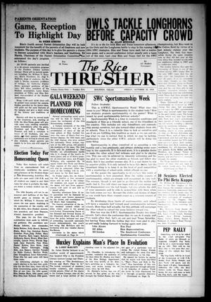 Primary view of object titled 'The Rice Thresher (Houston, Tex.), Vol. 42, No. 5, Ed. 1 Friday, October 22, 1954'.
