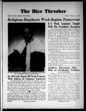 The Rice Thresher (Houston, Tex.), Ed. 1 Monday, February 7, 1955