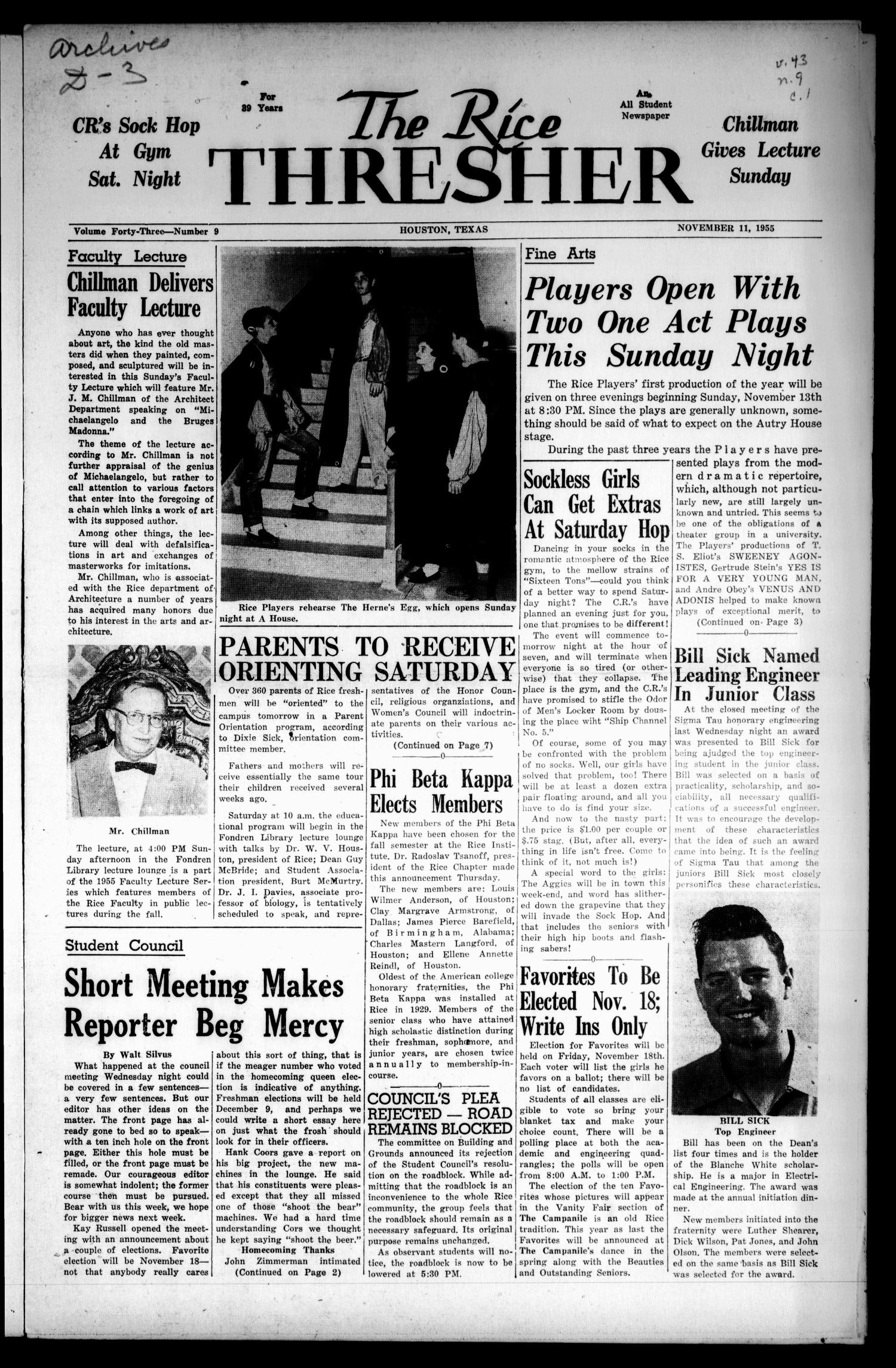 hun er Krage Økonomi The Rice Thresher (Houston, Tex.), Vol. 43, No. 9, Ed. 1 Friday, November  11, 1955 - The Portal to Texas History