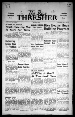 The Rice Thresher (Houston, Tex.), Vol. 44, No. 1, Ed. 1 Wednesday, September 12, 1956