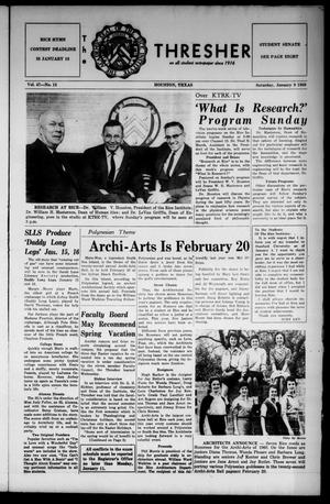 The Rice Thresher (Houston, Tex.), Vol. 47, No. 15, Ed. 1 Saturday, January 9, 1960