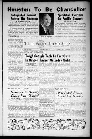 The Rice Thresher (Houston, Tex.), Vol. 48, No. 3, Ed. 1 Friday, September 23, 1960
