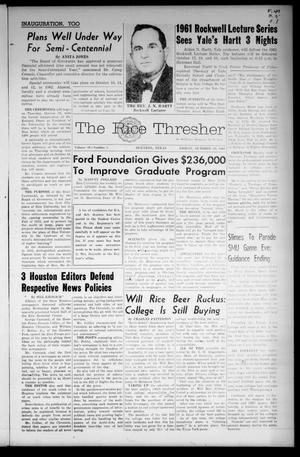 The Rice Thresher (Houston, Tex.), Vol. 49, No. 5, Ed. 1 Friday, October 13, 1961