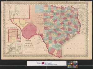 Primary view of object titled 'Colton's new map of the State of Texas : Compiled from J. De Cordova's large map.'.