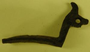 Primary view of object titled 'Piece of a rifle, flint striker'.