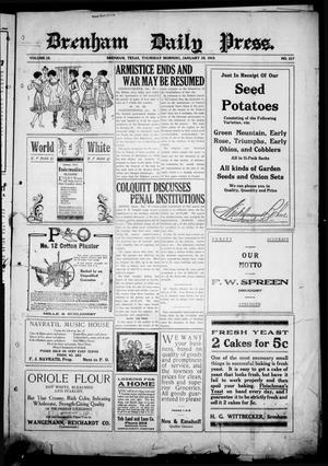 Primary view of object titled 'Brenham Daily Press. (Brenham, Tex.), Vol. 19, No. 217, Ed. 1 Thursday, January 30, 1913'.