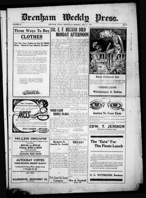 Primary view of object titled 'Brenham Weekly Press. (Brenham, Tex.), Vol. 20, No. 5, Ed. 1 Wednesday, June 11, 1913'.