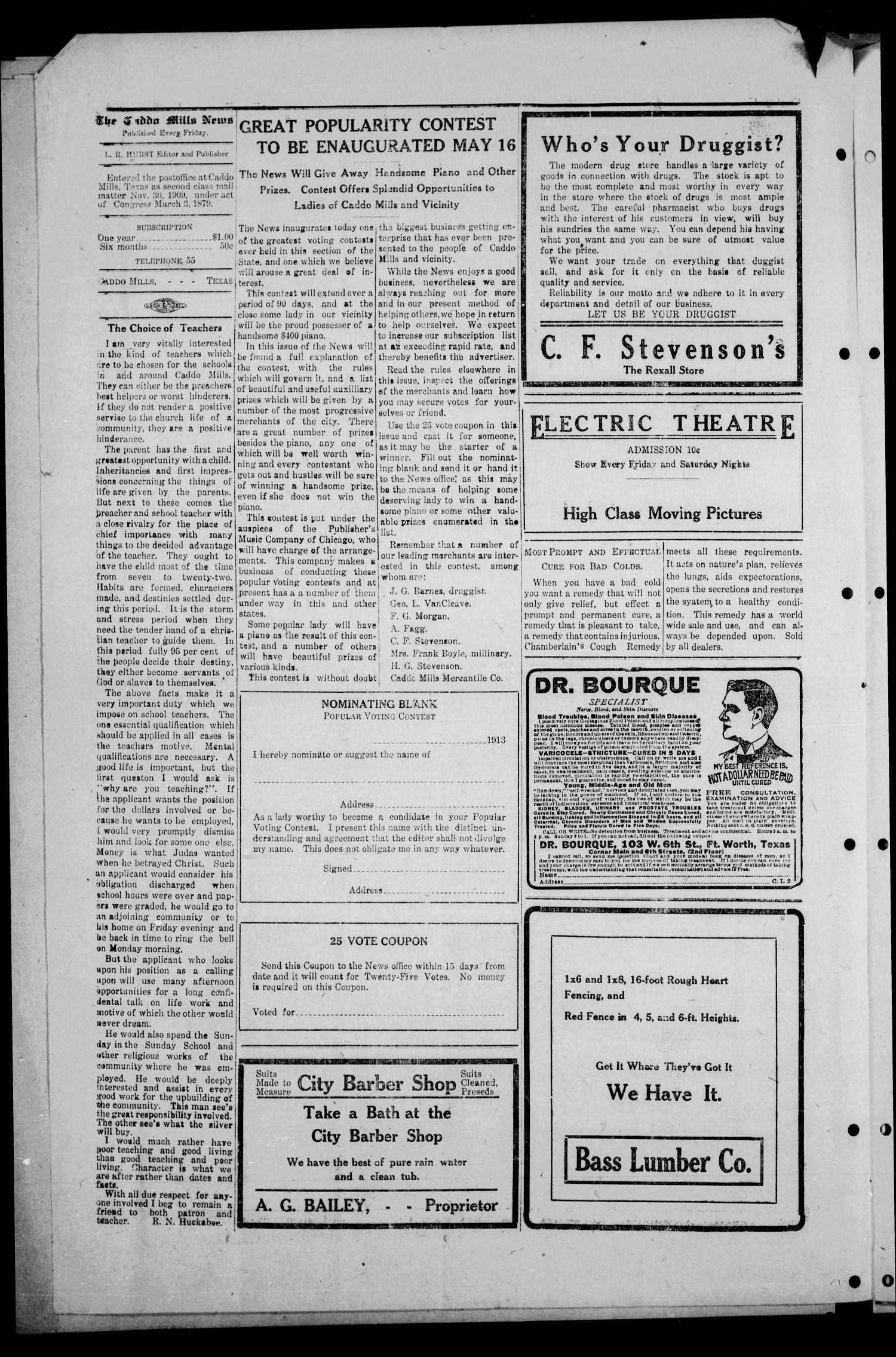 Caddo Mills News. (Caddo Mills, Tex.), Vol. 4, No. 25, Ed. 1 Friday, May 16, 1913
                                                
                                                    [Sequence #]: 2 of 4
                                                