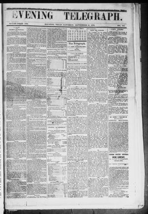 Primary view of Evening Telegraph (Houston, Tex.), Vol. 36, No. 141, Ed. 1 Saturday, September 10, 1870