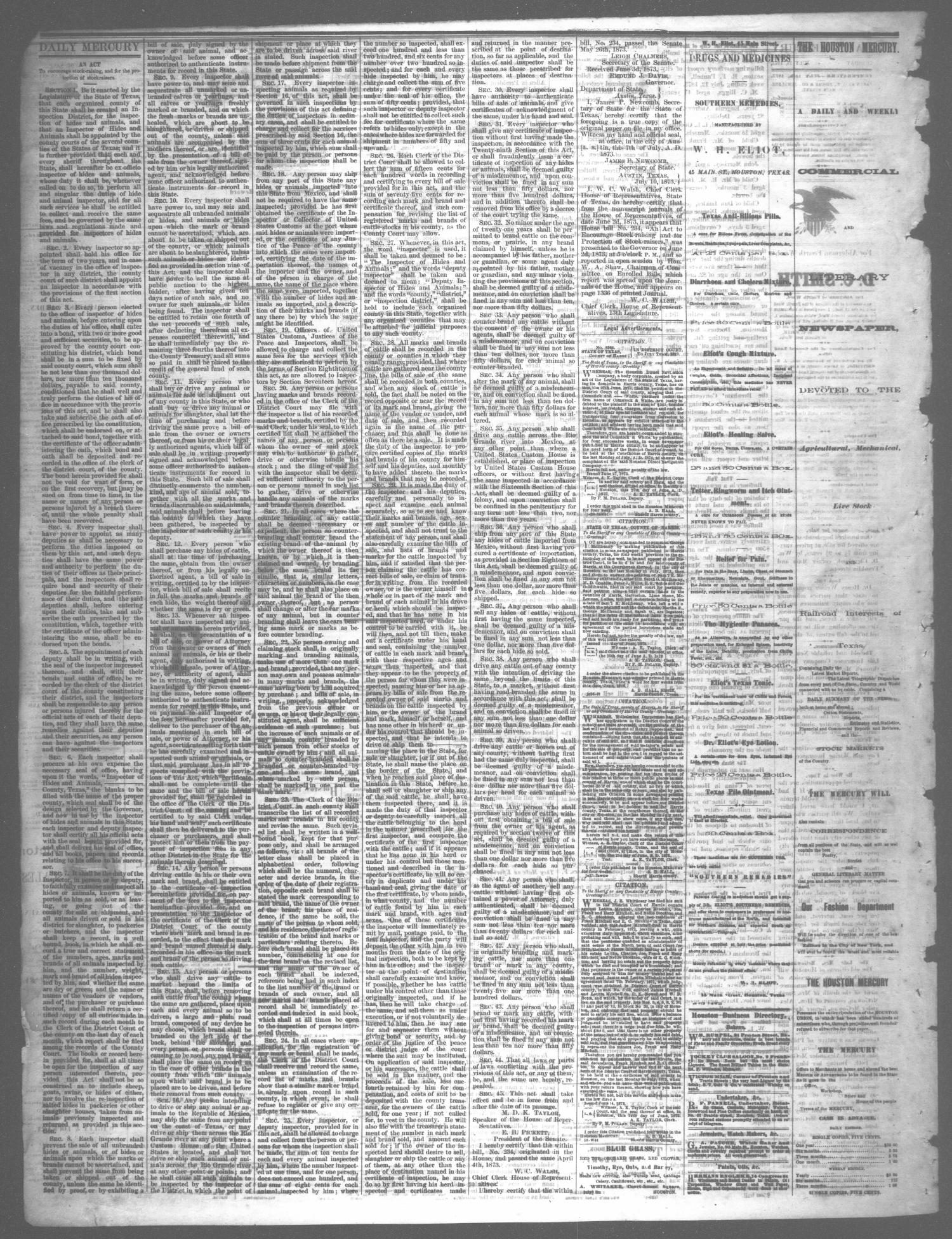 Houston Daily Mercury (Houston, Tex.), Vol. 5, No. 267, Ed. 1 Tuesday, July 15, 1873
                                                
                                                    [Sequence #]: 4 of 4
                                                
