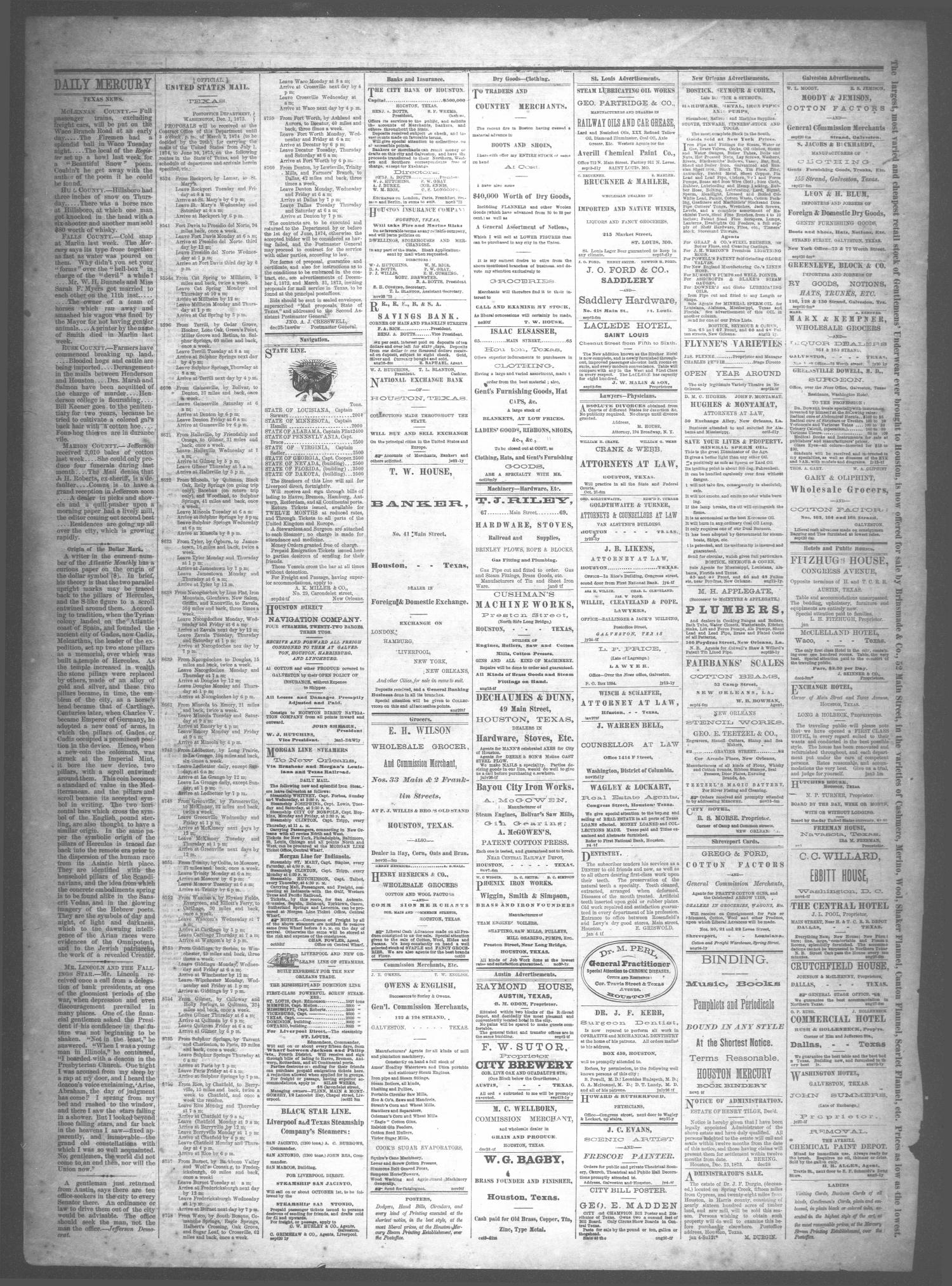 Houston Daily Mercury (Houston, Tex.), Vol. 6, No. 114, Ed. 1 Wednesday, January 21, 1874
                                                
                                                    [Sequence #]: 4 of 4
                                                