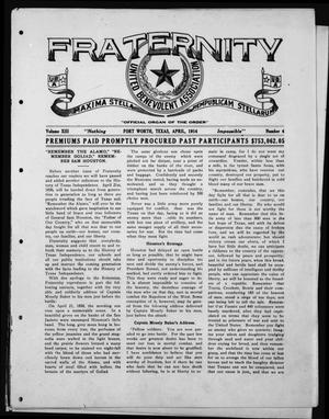 Primary view of object titled 'Fraternity (Fort Worth, Tex.), Vol. 13, No. 4, Ed. 1 Wednesday, April 1, 1914'.