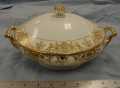 Physical Object: round serving bowl and lid with hanldes