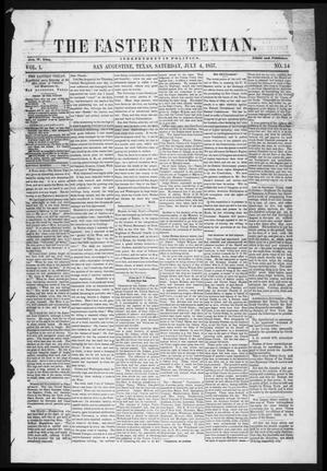 Primary view of object titled 'The Eastern Texian (San Augustine, Tex.), Vol. 1, No. 14, Ed. 1 Saturday, July 4, 1857'.