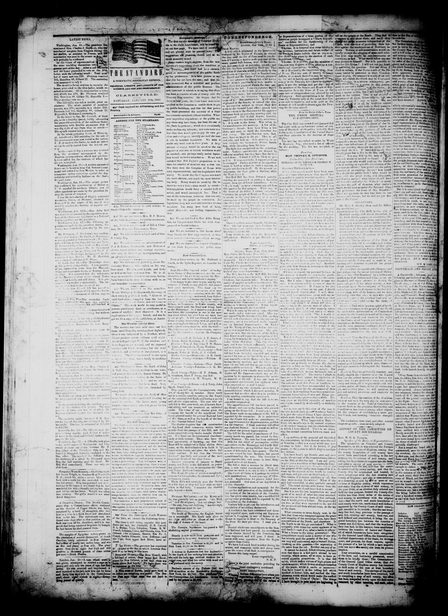 The Standard. (Clarksville, Tex.), Vol. 17, No. 2, Ed. 1 Saturday, January 28, 1860
                                                
                                                    [Sequence #]: 2 of 4
                                                