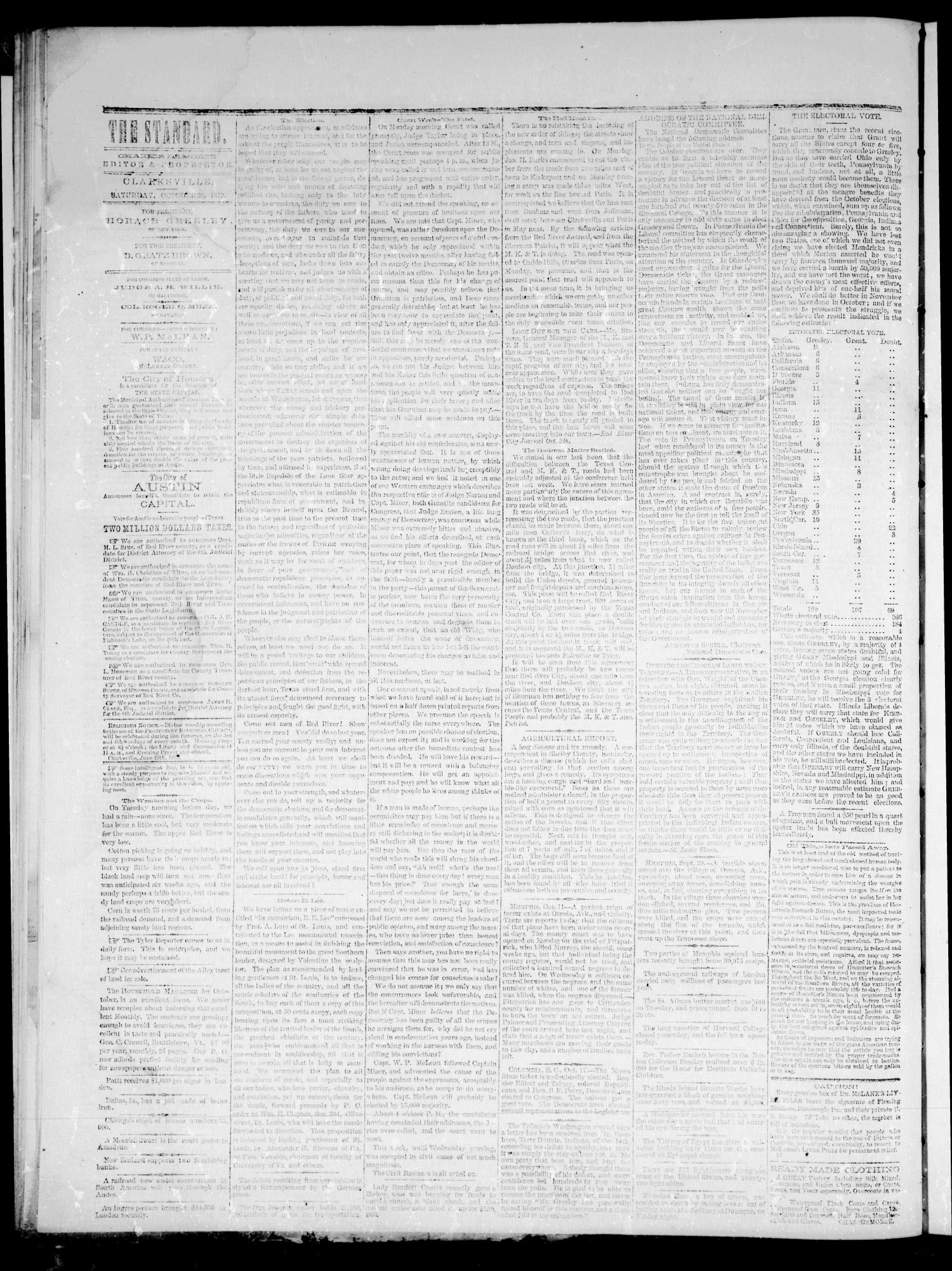 The Standard (Clarksville, Tex.), Vol. 30, No. 40, Ed. 1 Saturday, October 26, 1872
                                                
                                                    [Sequence #]: 2 of 4
                                                