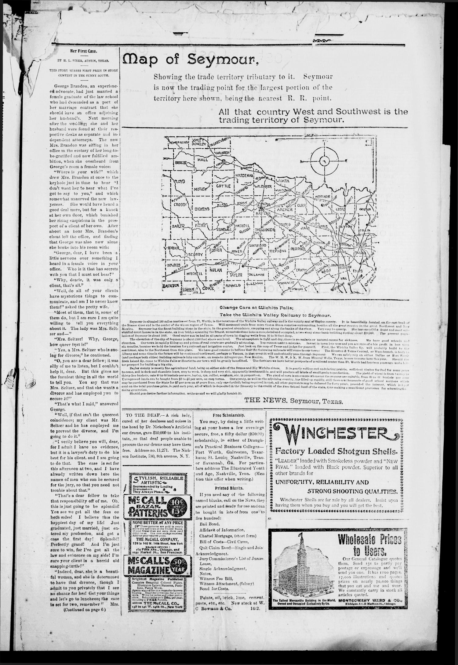The Seymour News (Seymour, Tex.), Vol. 11, No. 21, Ed. 1 Friday, April 6, 1900
                                                
                                                    [Sequence #]: 3 of 8
                                                