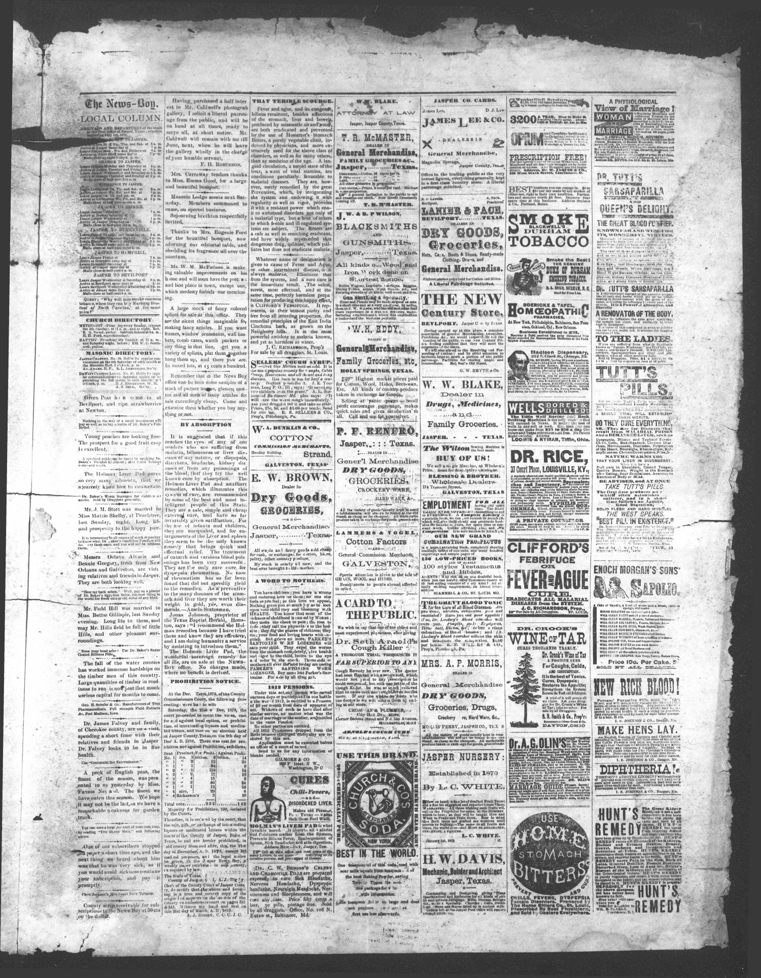 The Jasper Weekly News-Boy (Jasper, Tex.), Vol. 15, No. 14, Ed. 1 Thursday, April 3, 1879
                                                
                                                    [Sequence #]: 3 of 4
                                                