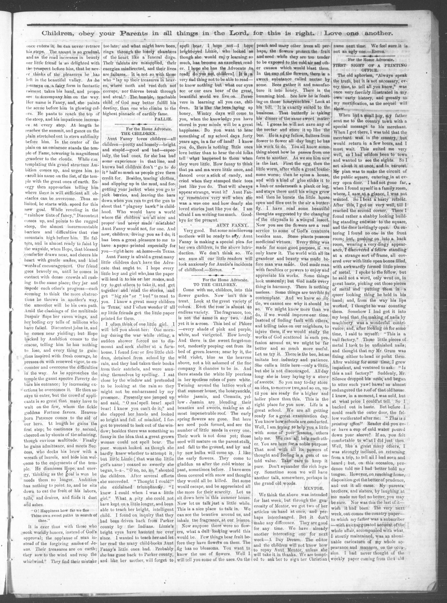 The Home Advocate. (Jefferson, Tex.), Vol. 1, No. 21, Ed. 1 Friday, June 11, 1869
                                                
                                                    [Sequence #]: 3 of 4
                                                