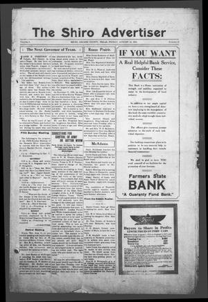 The Shiro Advertiser (Shiro, Tex.), Vol. 4, No. 40, Ed. 1 Friday, August 14, 1914