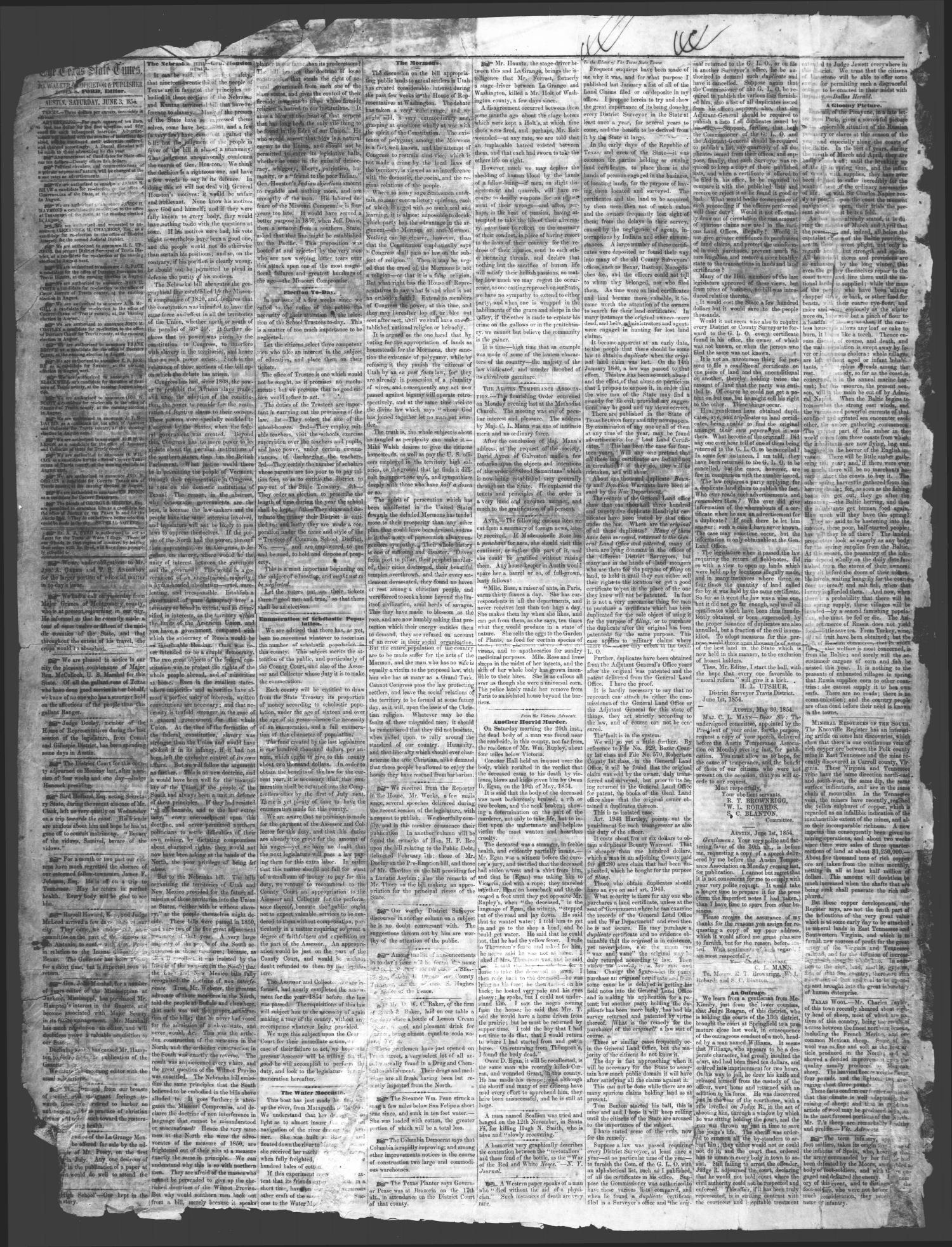 The Texas State Times (Austin, Tex.), Vol. 1, No. 27, Ed. 1 Saturday, June 3, 1854
                                                
                                                    [Sequence #]: 2 of 2
                                                