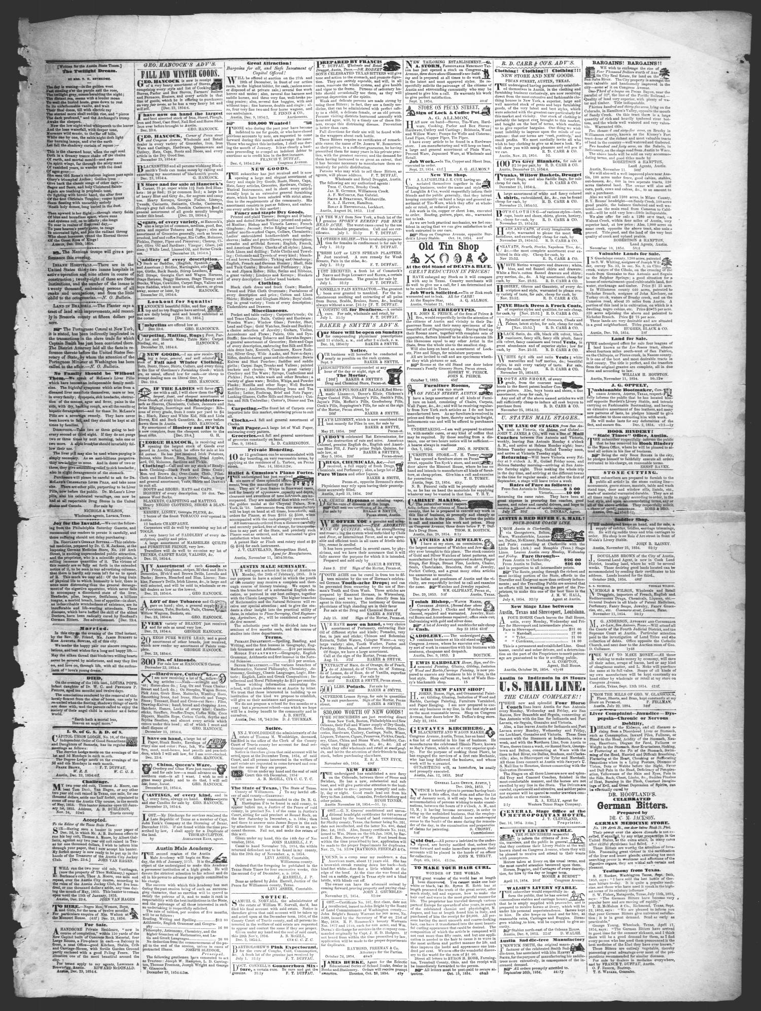 The Texas State Times (Austin, Tex.), Vol. 2, No. 4, Ed. 1 Saturday, December 23, 1854
                                                
                                                    [Sequence #]: 3 of 4
                                                