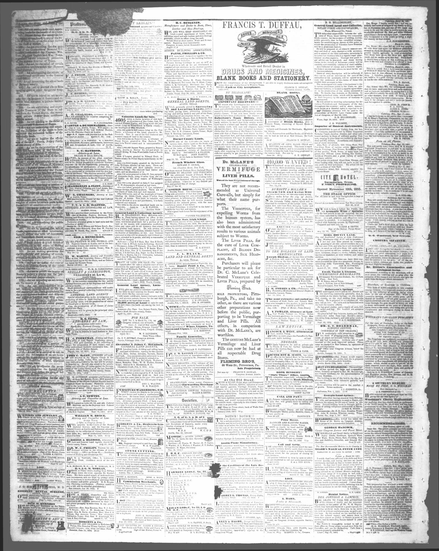 The Texas State Times (Austin, Tex.), Vol. 3, No. 42, Ed. 1 Saturday, September 27, 1856
                                                
                                                    [Sequence #]: 4 of 4
                                                